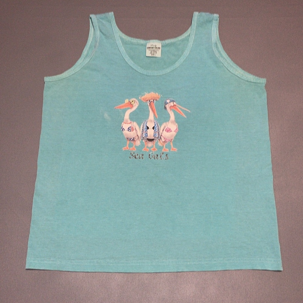 Vintage 90s - Y2K Comfort Colors Sea Gals Tank Top made in USA